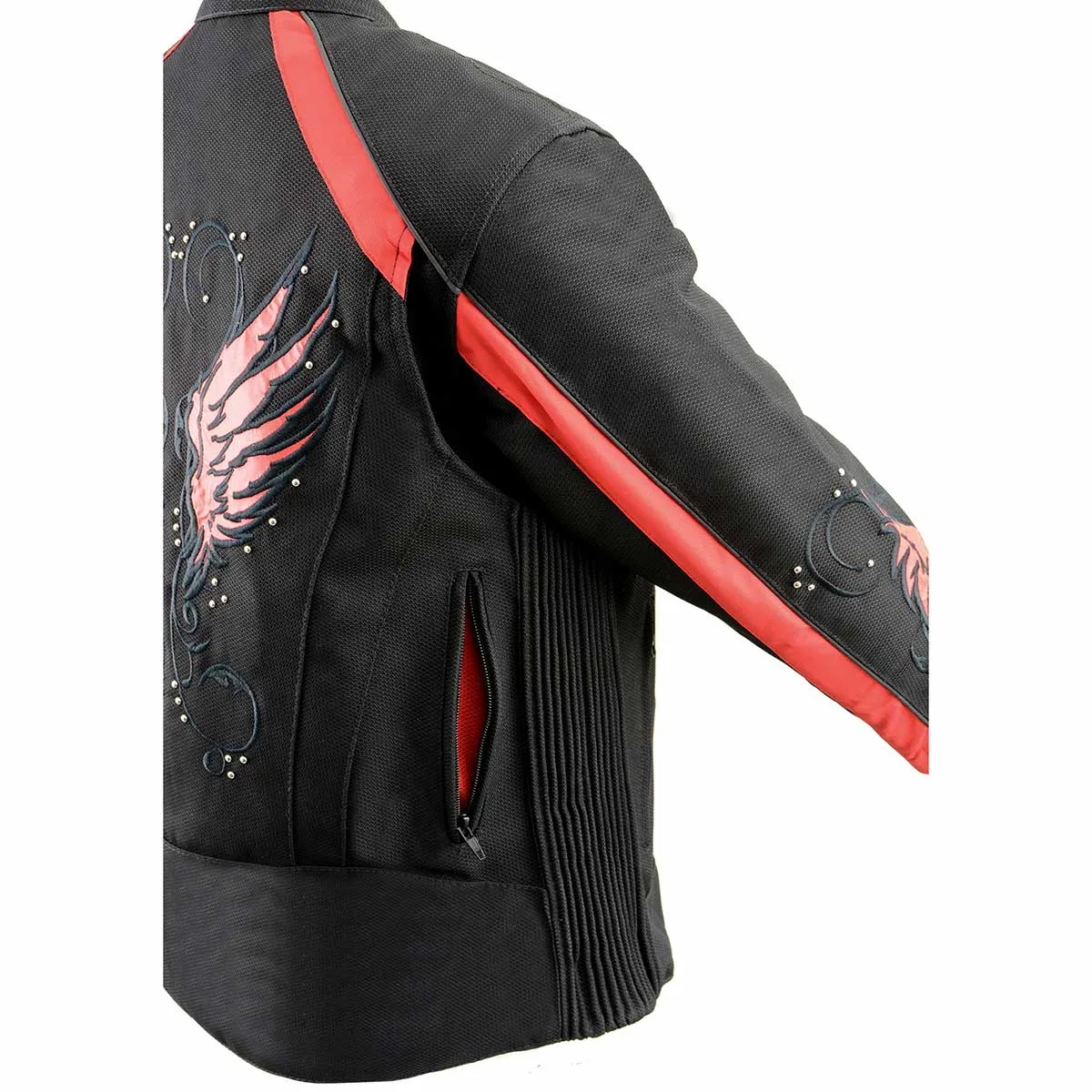 Milwaukee Leather SH1954 Women's Black and Red Textile Jacket with