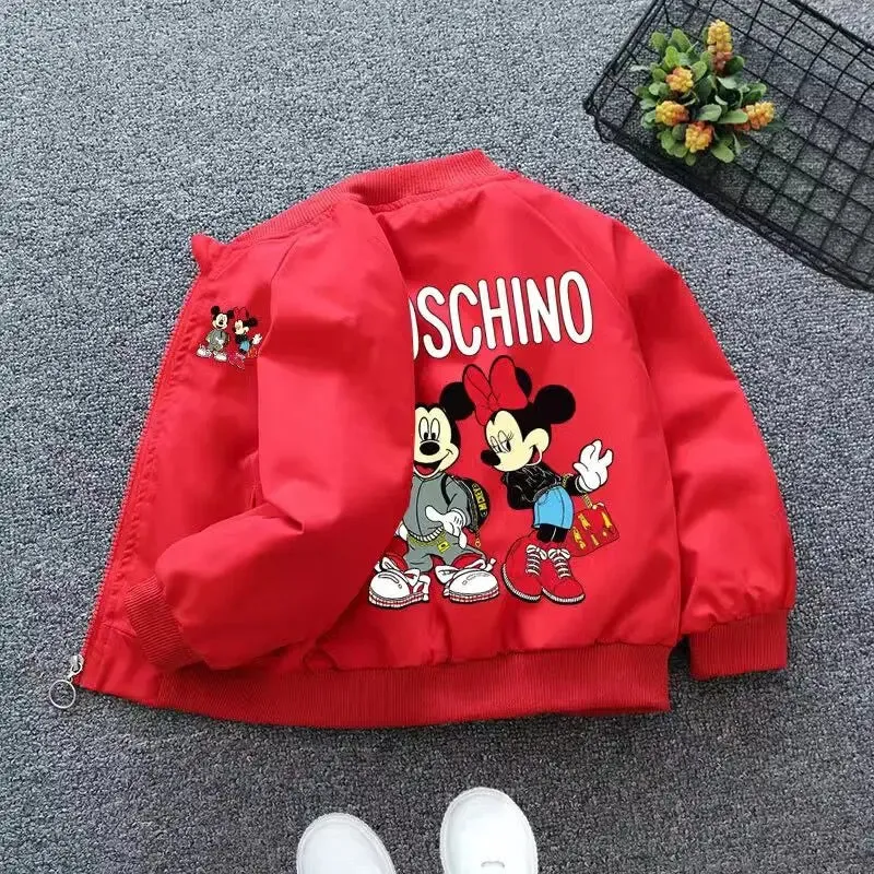 New Spring Baby Boys Girls Jacket Fashion Cartoon Mickey Minnie Mouse Print Outerwear for Kids Clothes Children Windbreaker Coat