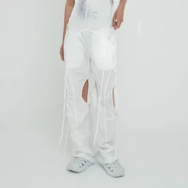 Open snap light pants white