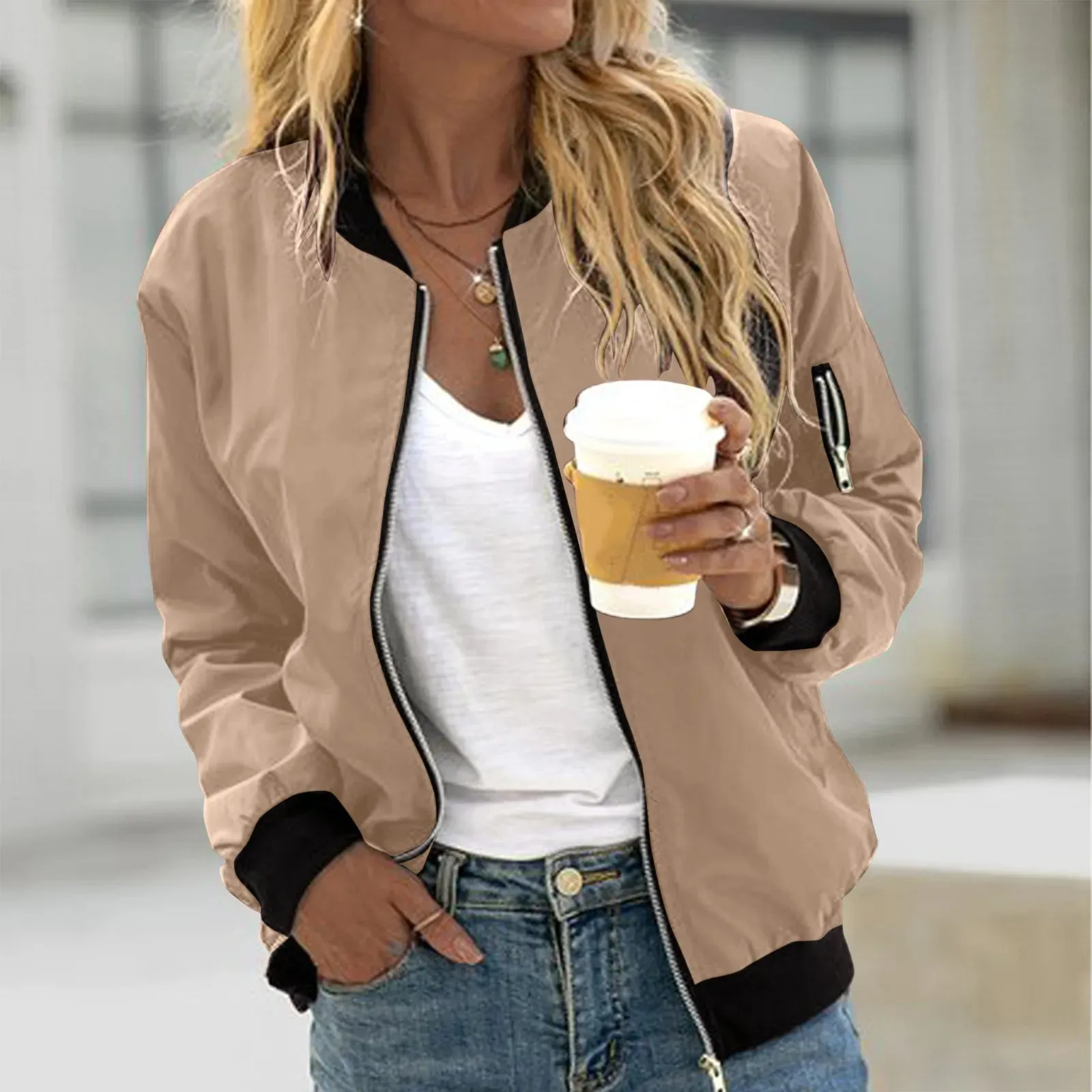 Plus Size Leisure Square Thin Pocket Blouse Baseball Top Warm Chic Stylish Elegant Fashionable Versatile Coat