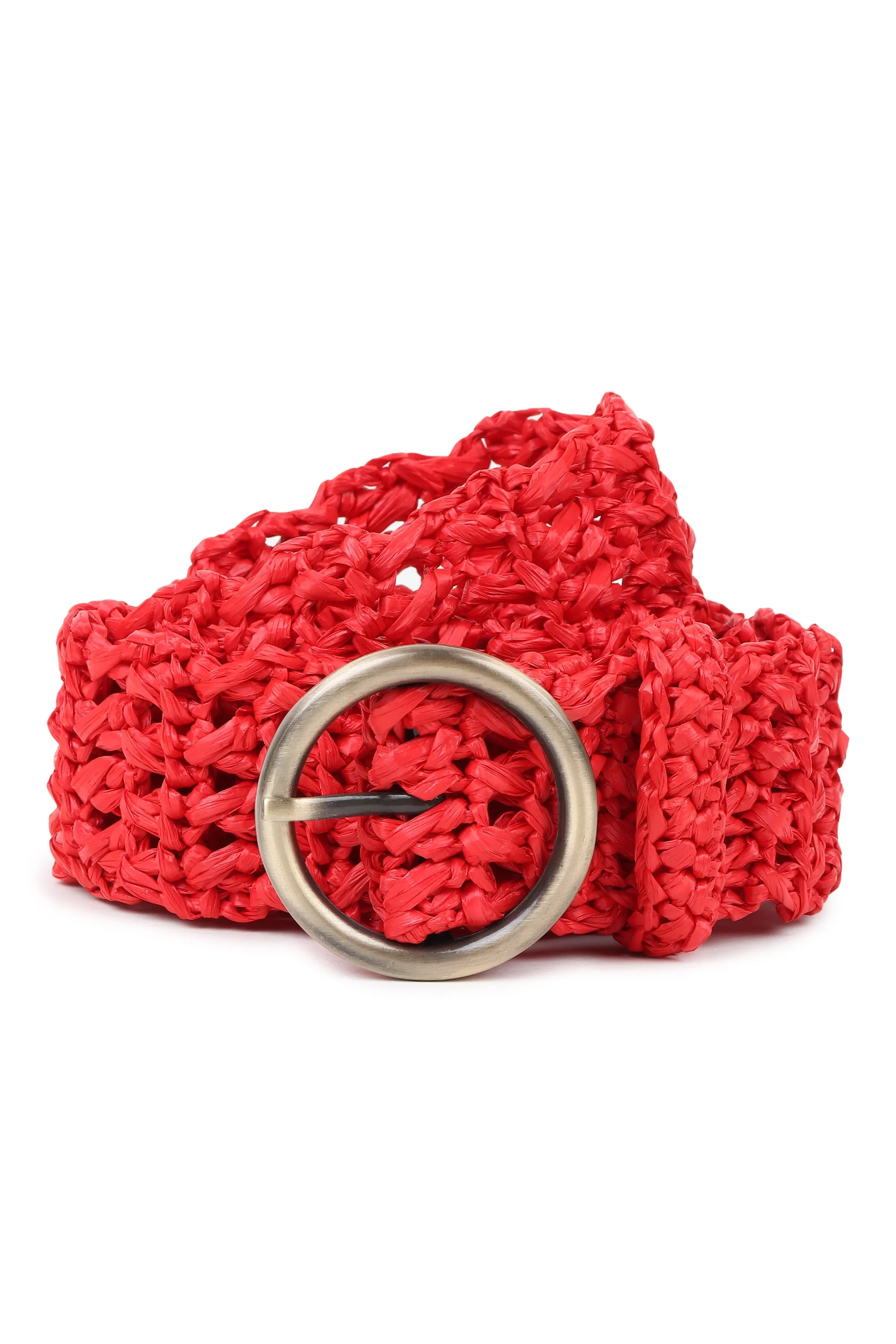 RAFFIA Belt Coral Red