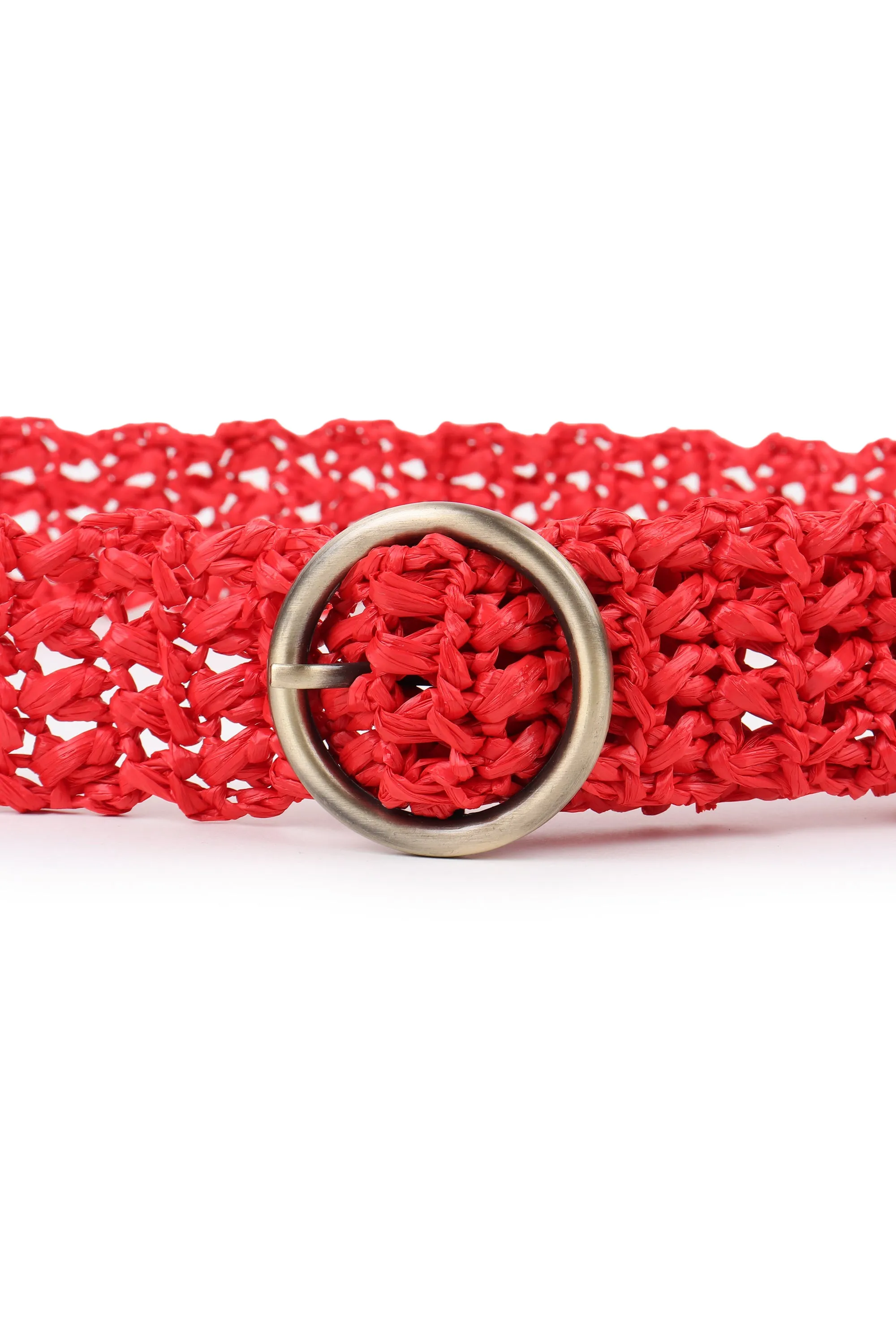 RAFFIA Belt Coral Red