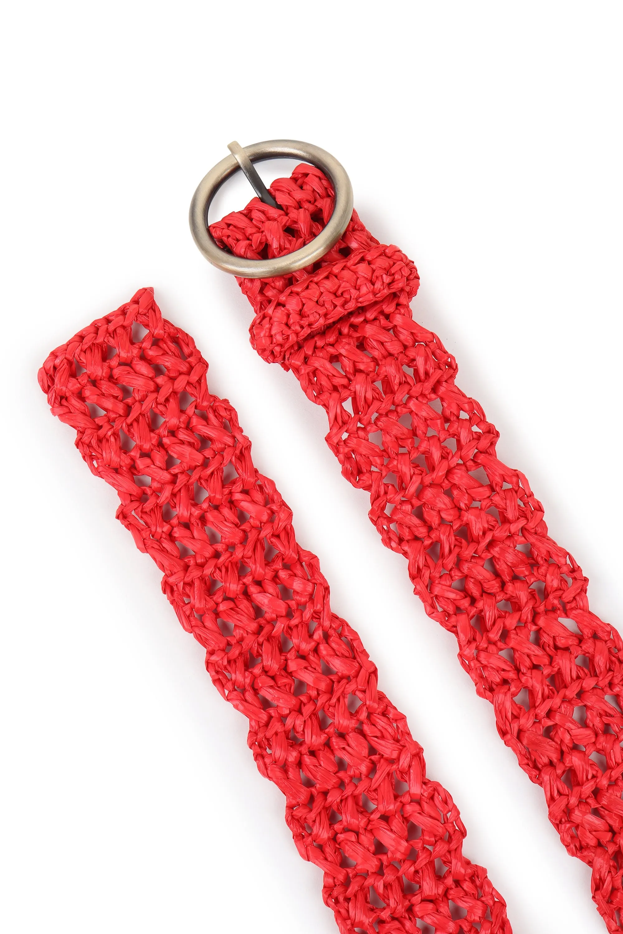 RAFFIA Belt Coral Red