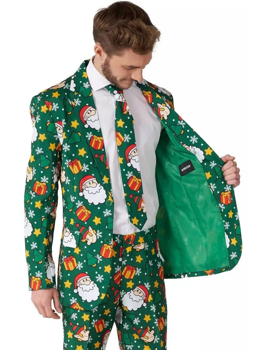 Santa and Elves Mens Green Suitmeister Christmas Suit