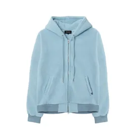 Signature fleece hood zip-up light blue