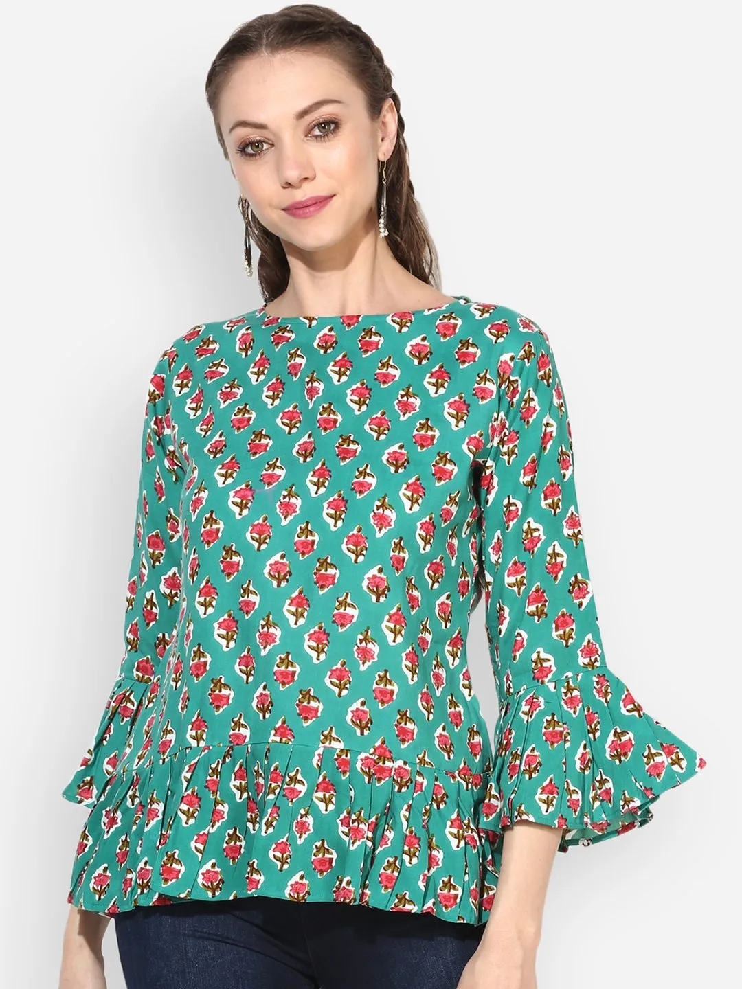 Stylish Green Casual Fancy Rayon Top for women