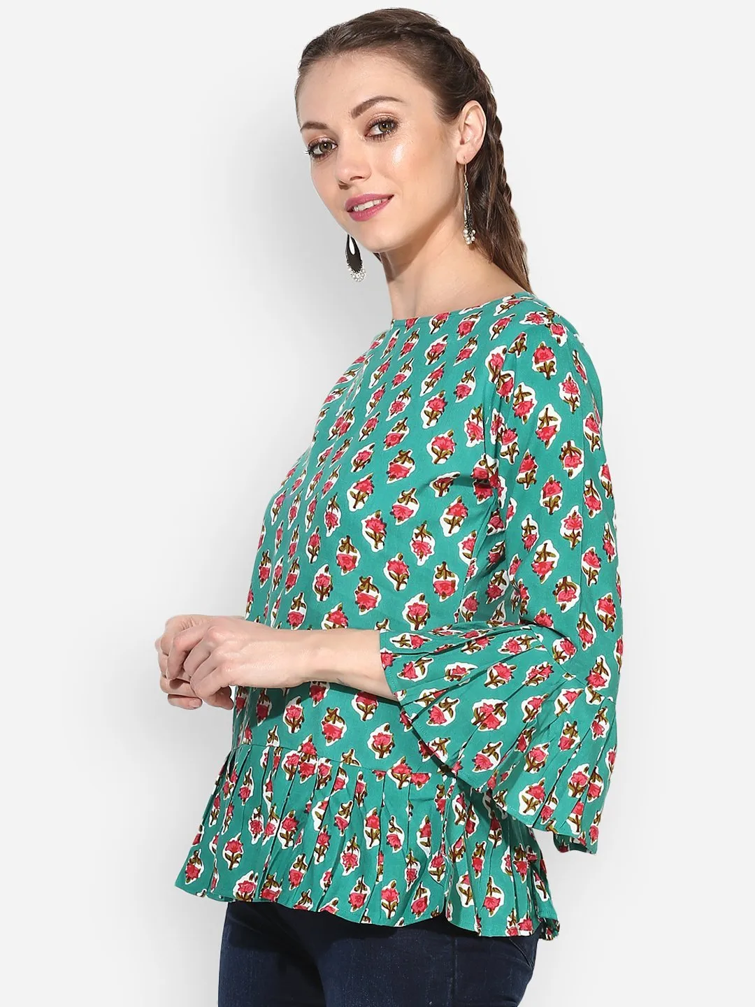 Stylish Green Casual Fancy Rayon Top for women