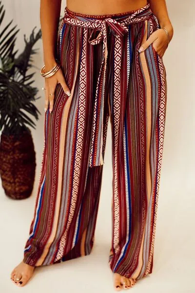 TEEK - Printed Tied Wide Leg Pants