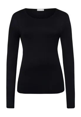 Ultralight Fitted Cotton Round Neck Top | Black 71829-019