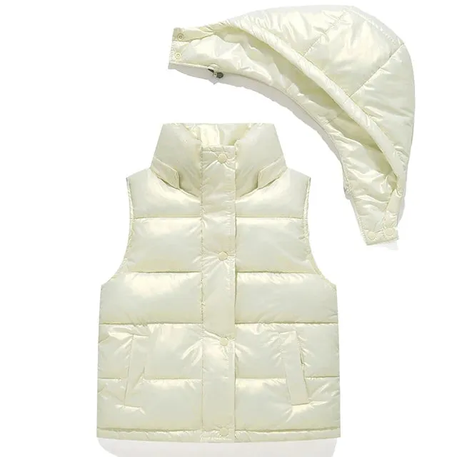 Winter Kid Hooded Vest Spring Jacket For Baby Girls Outerwear Autumn Thick Boys Jacket Teen Student Fashion Children Basics Vest