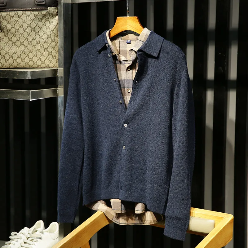 X04 Exclusive goods 100% all wool Italian order autumn and winter new men's casual cardigan knitted sweater coat